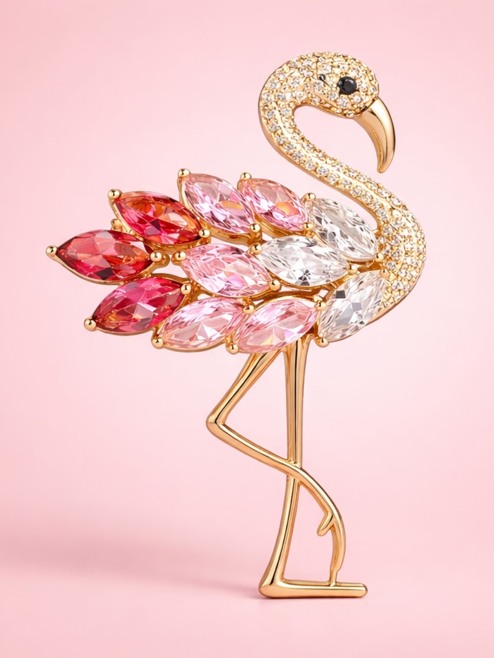 Crystal Flamingo Brooch